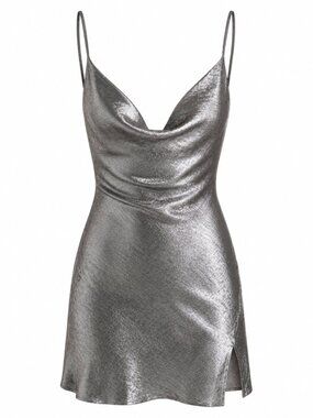 Dynamite Metallic Cowl Neck Slip Dress Size XL